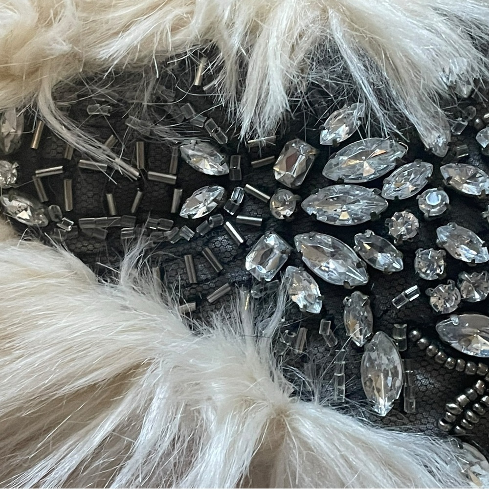 Forever 21 Cream Faux Fur Vest with Beaded Shoulder Embellishments - Picture 4 of 6